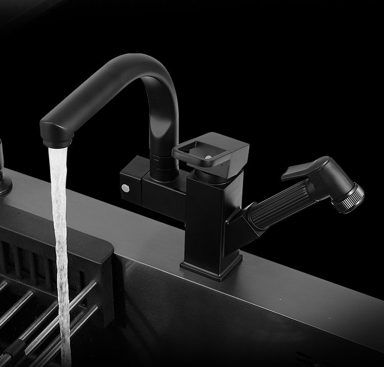 kitchen sink Black nano-sink single-slot household hand-washing basin kitchen large 304 stainless steel sink sink bowl