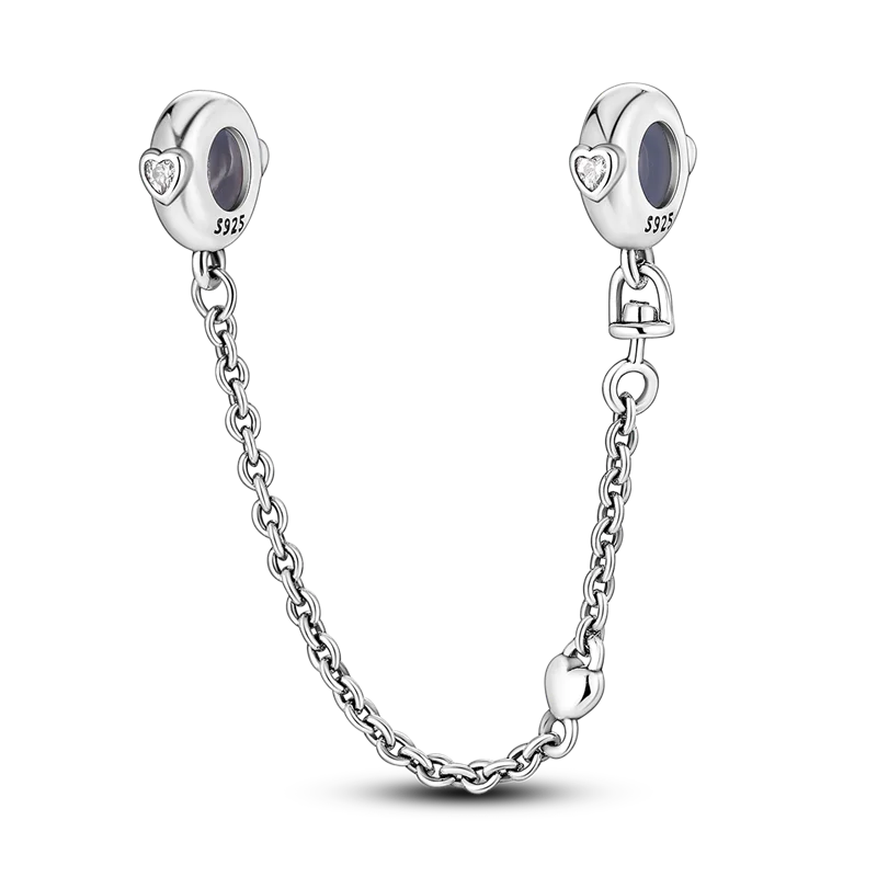 Silver Clasp 925 Sterling Silver CZ pave Clip Charms Daisy Beads Stopper Safety Chain fit Original Bangle Bracelet Jewelry Clip