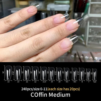 Fake Nail Press on Tips for Nails Extension Full False Acrylic Finger Short Artificial American Capsules Long Soft Gel Almond.