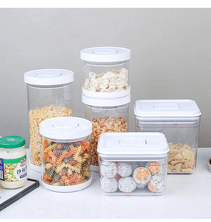 Square press storage tank sealed tank kitchen grains plastic candy jar fruit powder box transparent storage tank.