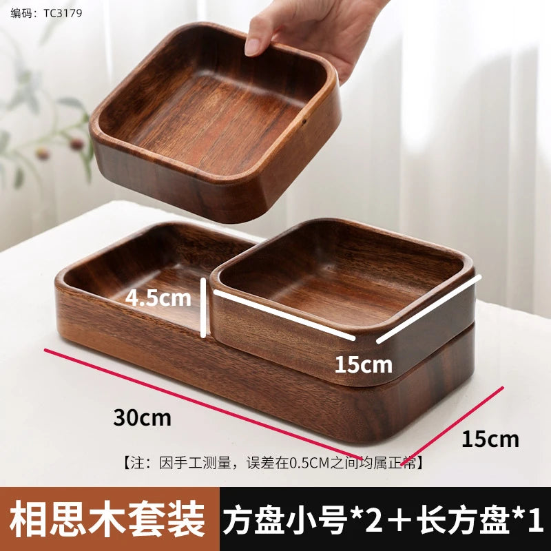 Acacia Wood Dried Fruit Plate High-grade Wooden Fruit Plate Snacks Home Refreshment Tray Nut Box Organizer.