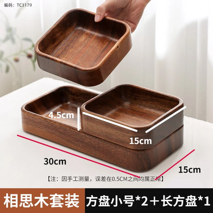 Acacia Wood Dried Fruit Plate High-grade Wooden Fruit Plate Snacks Home Refreshment Tray Nut Box Organizer.