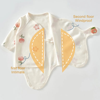 Ircomll 2-teiliger Frühlings- und Herbst-Body für Neugeborene, Baumwolle, langärmelig, Kleidung, Säuglingskleidung, Pyjama, Overalls für Mädchen und Jungen, 0–6 Monate.