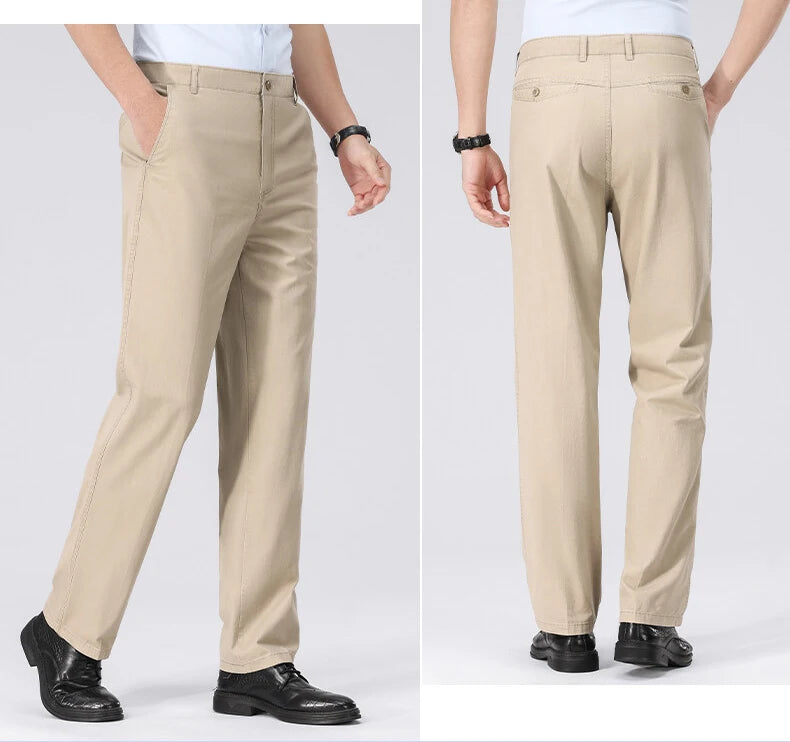 Chino-Hose für Herren, Business-Casual-Kleiderhose, Frühling, Sommer, Herbst, leichte, bequeme Hose mit Taschen.
