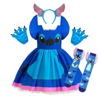 Baby Disney Film Stich Rolle Spielen Kostüm Sets Cartoon Niedliche Prinzessin Kleid Bühne Leistung Halloween Karneval Kinder Kleid