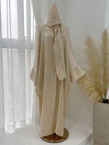 Eid Modest Satin Khimar Abaya Dubai Luxury 2024 Muslim Islam Arabic Abayas For Women Kaftan Hijab Dress Robe Femme Musulmane