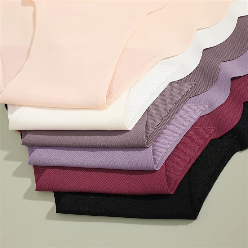 5PCS/Set Seamless Ruffle Waist Underwear for Women Sexy Ice Silk Breathable Panties Female Low Rise Stretchy Briefs Lingeries.