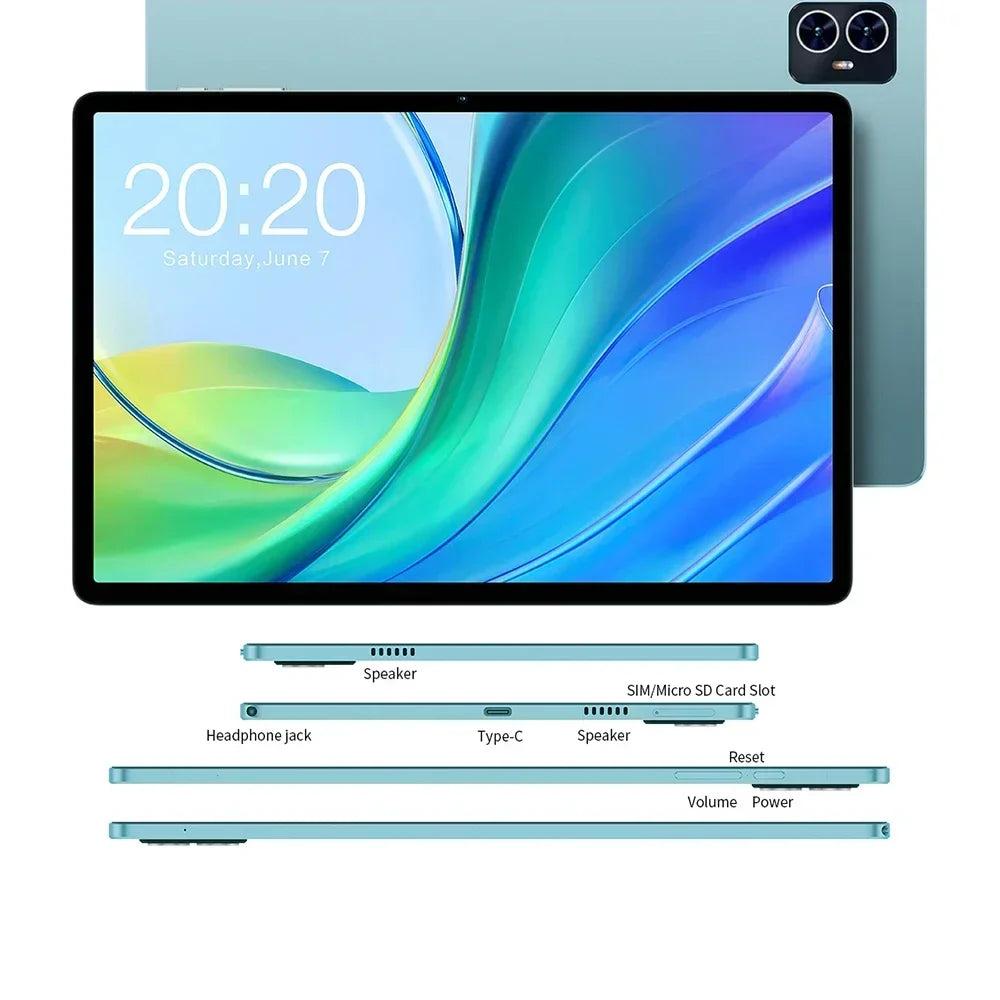 Teclast M50 Tablet 6GB RAM 128GB ROM Unisoc T606 Octa-core 10.1inch TDDI Android 14 WiFi BT5.0 6000mAh Type-C Tablet Case