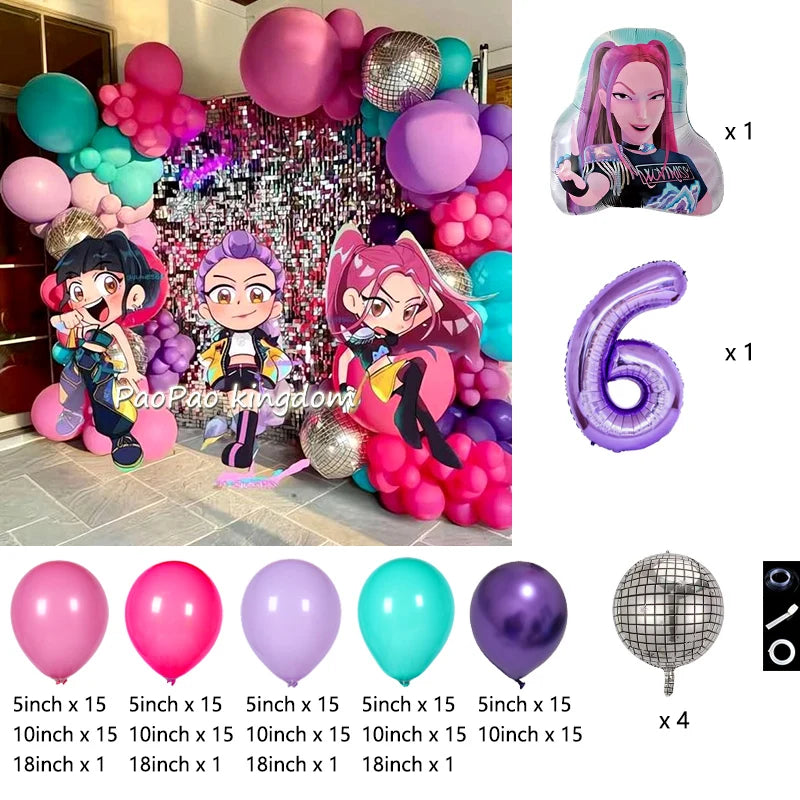 Kpop Dämonenjäger Themen Mädchen Geburtstag Luftballons Dekoration Anzahl Ballon Partyzubehör Babyparty Film Halloween Ballon