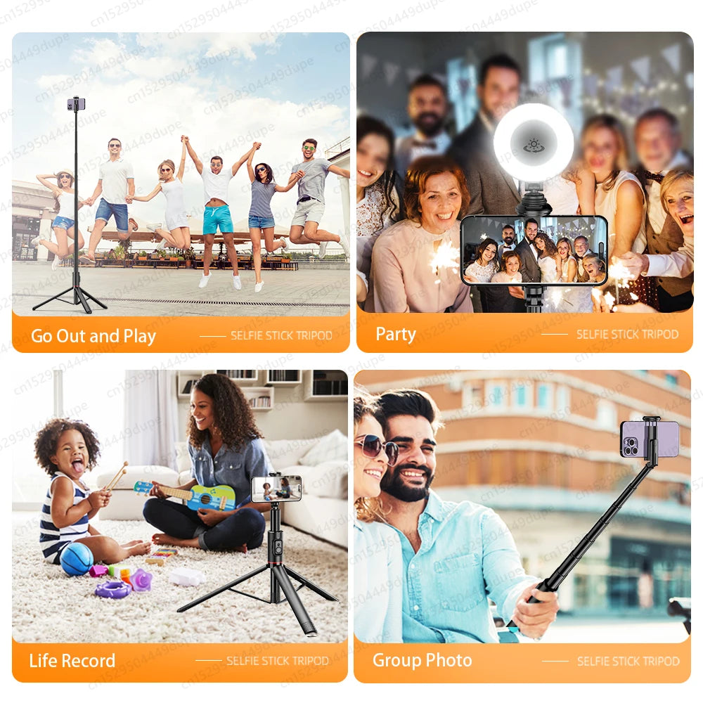 Selfie Stick with Wireless Bluetooth Remote, Portable 72 Inch Aluminum Alloy Selfie Stick Phone Tripod for iOS Android Cellphone.