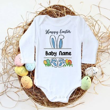 Personalisierter Ostern-Baby-Body mit individuellem Namen, Säuglings-Outfits, Kleidung, Junge, Mädchen, Urlaub, Party, Overall, niedlicher Hase, Neugeborenen-Strampler.