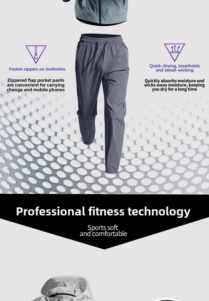 Men's Sportswear Set Quick-Dry Running Clothes Fitness Wear Morning Run Clothing Spring Autumn Basketball Training Jacket.