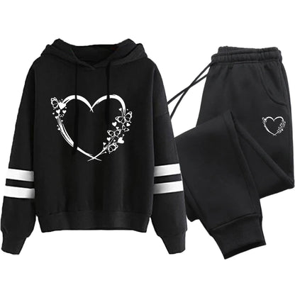 Loose and Comfortable Two Piece Set for Women Stripe Women's Tracksuit 2025 Women's Sports Suit Casual Hoodie Daily Jogging Sets.