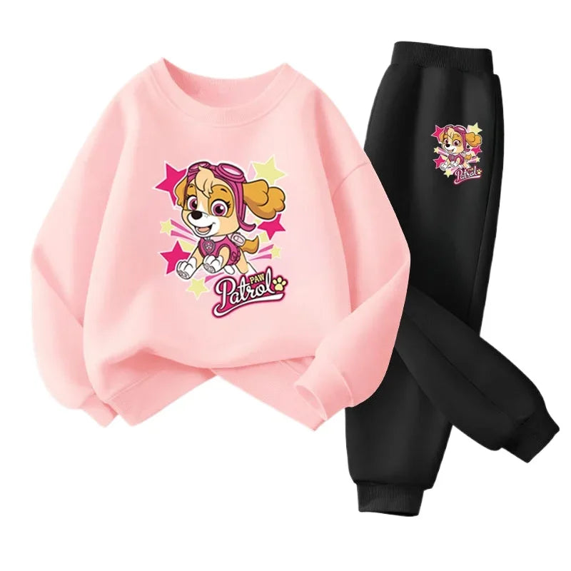 PAW Patrol Spring Autumn Baby Girls Hoodies Sets Children's Bbreathable Sport Pullover and Pant Two Piece Suit Kids Sweatsuit.