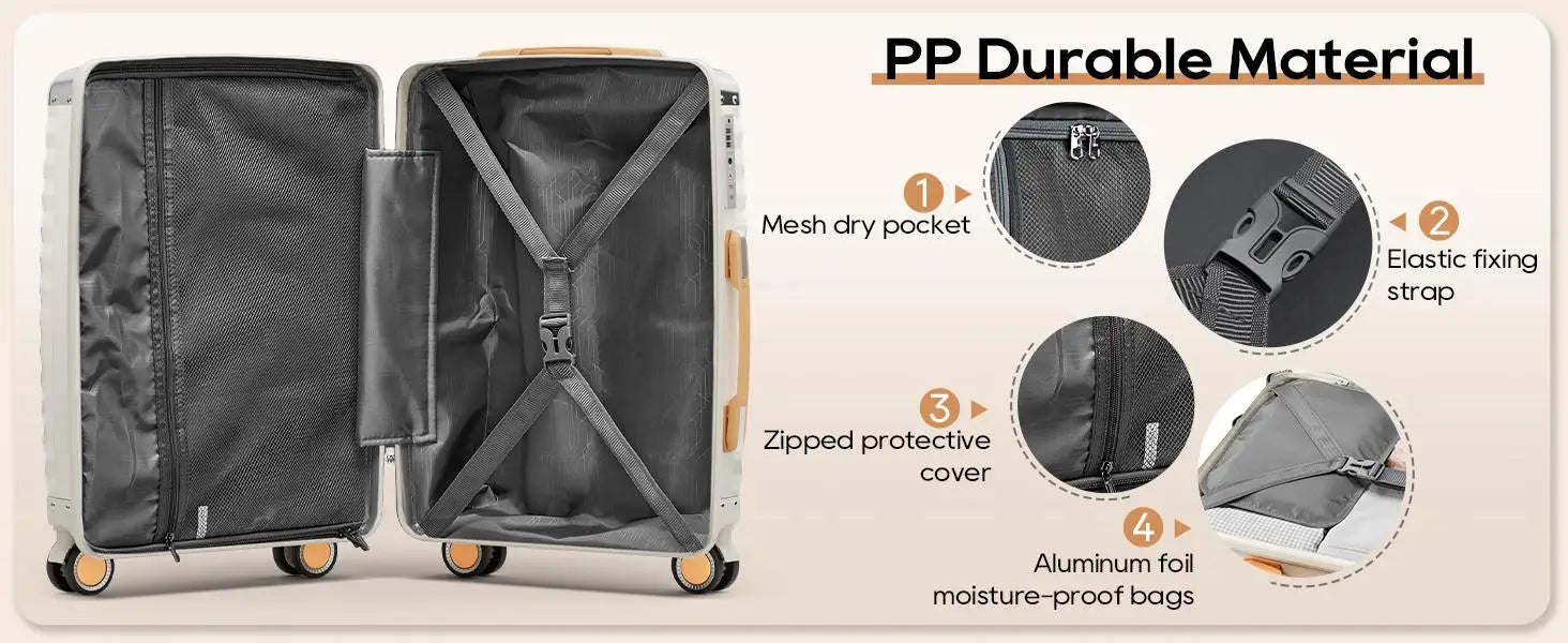 20-Zoll-Handgepäckkoffer, langlebig, leicht, TSA-Schloss, Spinner Wheels.