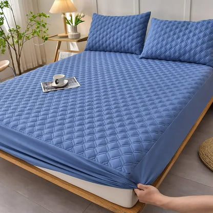 WASART Waterproof mattress protector cover quilted thicken elastic fitted sheet style couple double bed protection pad king size