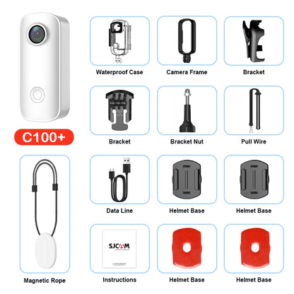 SJCAM C100 Plus Action Cam 4K Electronic Image Stabilization 2.4G WiFi 30M Waterproof With Case Sport Camera Black White