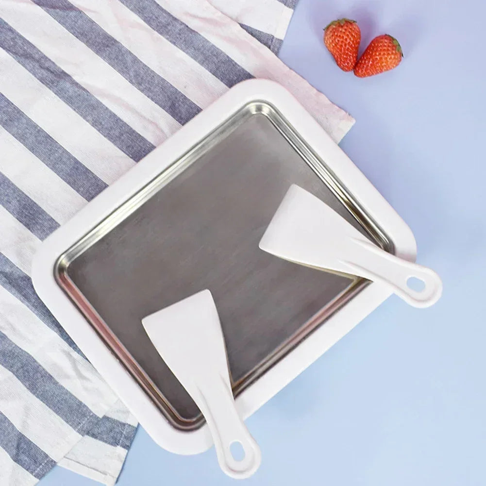 Mini Fried Yogurts Yogurt Frozen Pan Ice Cream Maker Machine Rolled Ice Cream Maker with 2 Spatulas Fry Ice Plate Home Use.