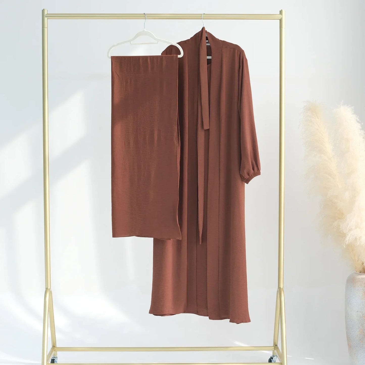 Muslim Woman Abaya 2 Piece Set Abayas Kimono with Sleeveless Hijab Dress Sets Islamic Matching Outfit Dubai Turkey Ramadan Eid