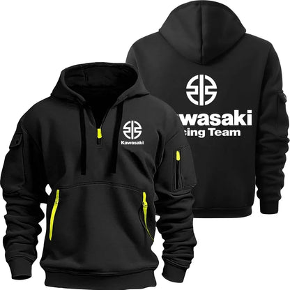 Kawasaki Logo Motorcycle Racing Team Men Half Zipper Hoodie Spring Autumn Male Sweatshirt 2025 New Sport Pullover Clothes.