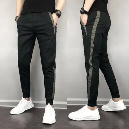 2023 Summer Men's Slim Fit Harajuku Style Lightweight Harem Pants Casual Trendy Korean Version Nine Point Length Mens Pants.