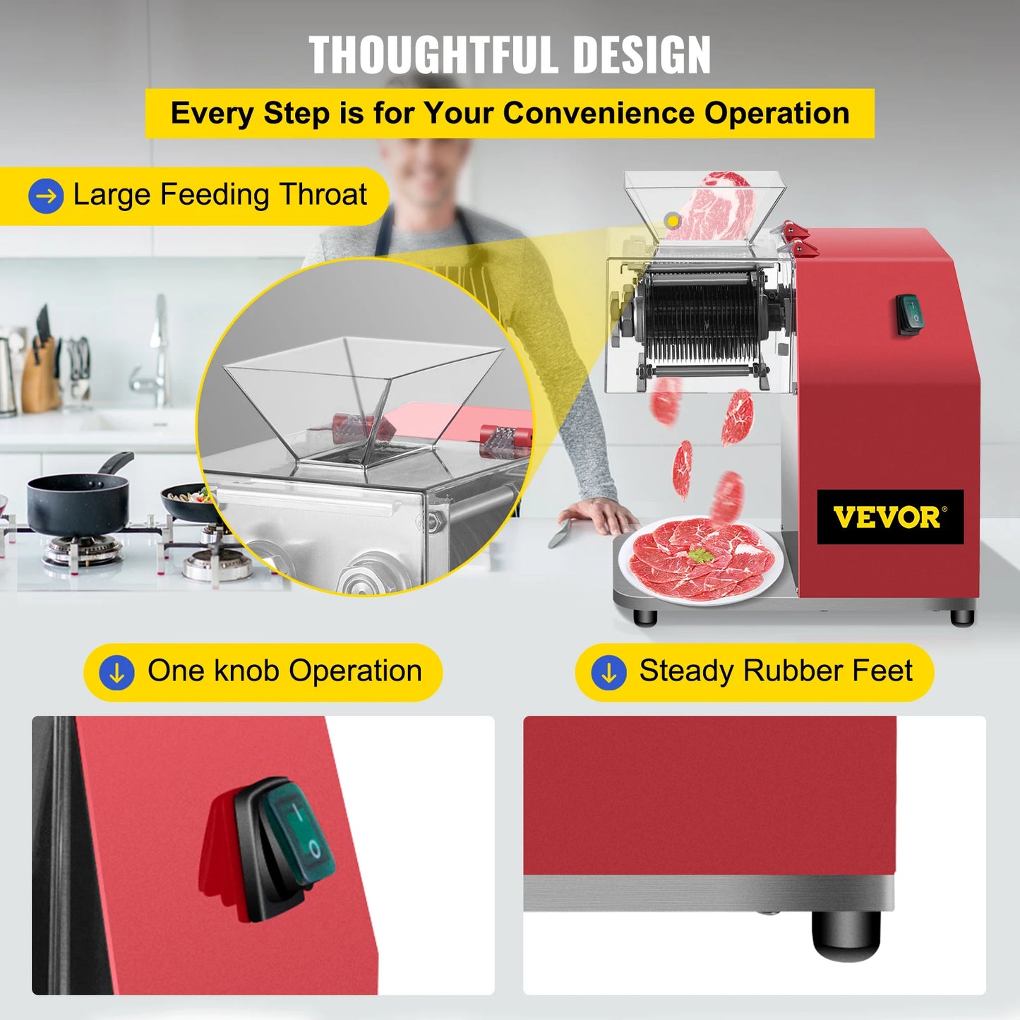 SucceBuy 250kg/H Commercial Electric Meat Slicer Grinder Vegetable Cutter Shred Machine 850W Home Automatic Food Chopper Chipper.