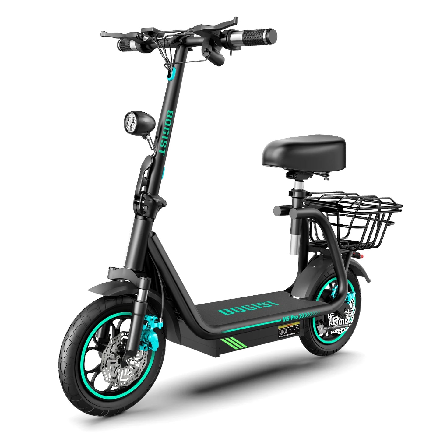 Bogist-M5 Pro Electric Scooter with Storage Basket, Inflatable Wheels, Front Shock Absorber, 500W, 48V, 15Ah, 12 Inch, New Upgra.