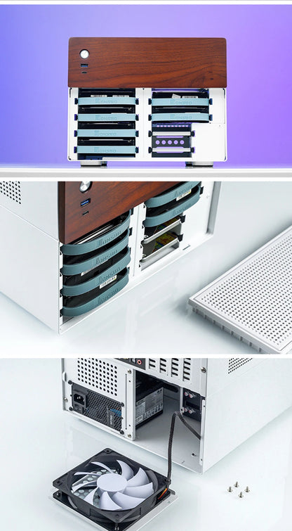 JONSBO N4 NAS Mini Case ITX/M-ATX Motherboard SFX Power 6 Large and 2 Small Hard Disk Bit Home Office Server PC Chassis