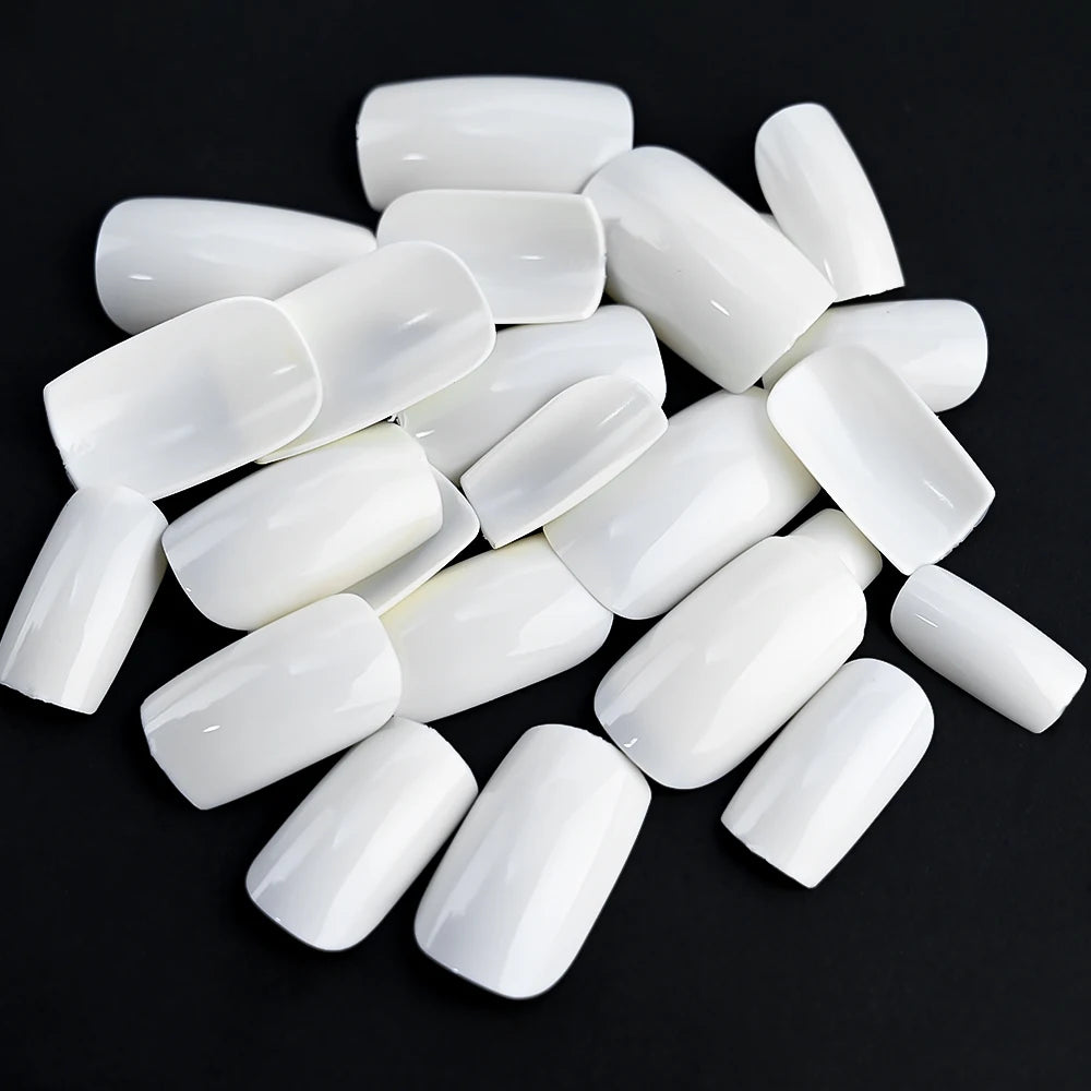 100Pcs Light Pink Press on Nails Short Medium Square Wearable Fake Nails Tips 10 sizes Full Cover False Nails Finger Decoration.