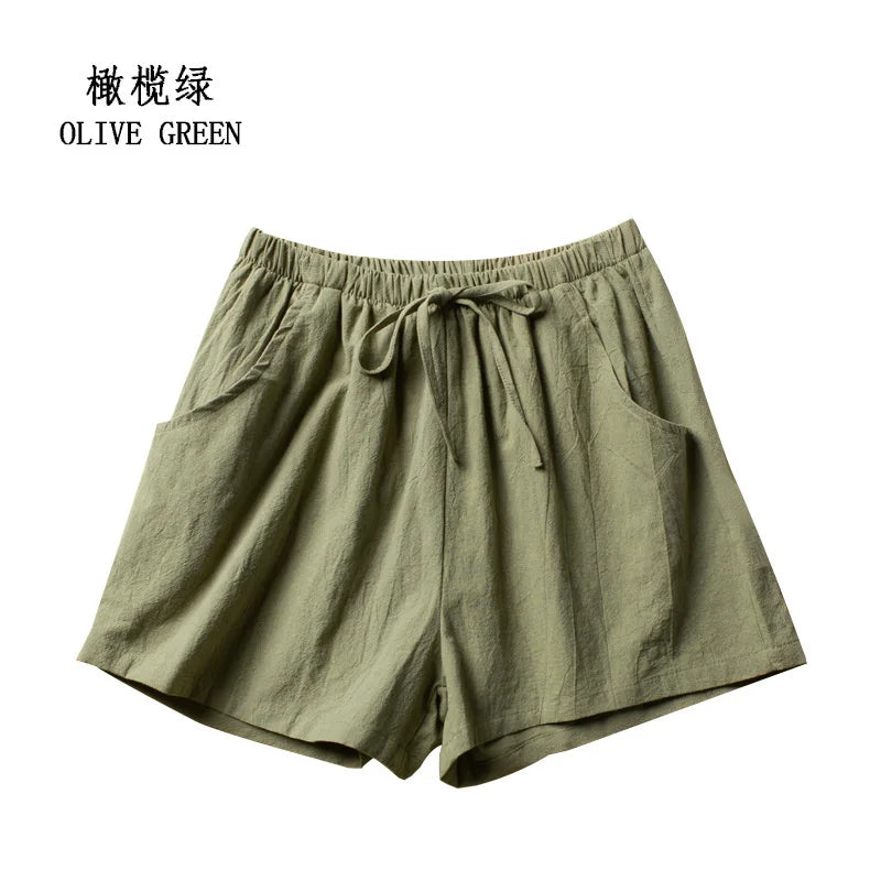 Summer Cotton Linen Shorts Women High Waist Oversize Shorts Short Pants Women Fashion Casual Sports Shorts Female S-XL