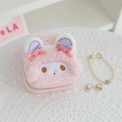 Cute My Melody Sweet Piano Cosmetic Bag Lovely Pink Drawstring Bag Kawaii Jewel Case Japanese Style Plush Bag Gifts Girl.