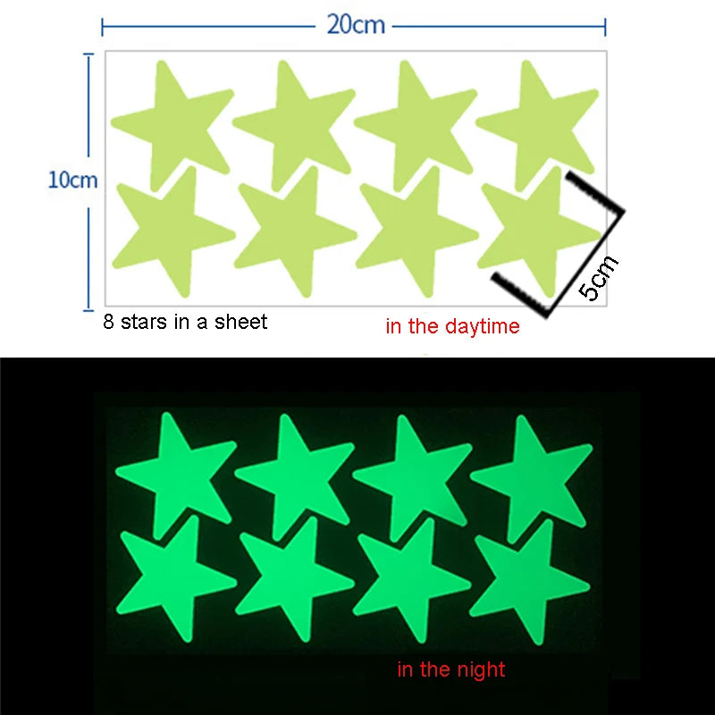 Glow Stickers Luminous In Darkness Fluorescent Star Wall Art 3D Home Decals For Kids Room Ceiling Switch Decoration.