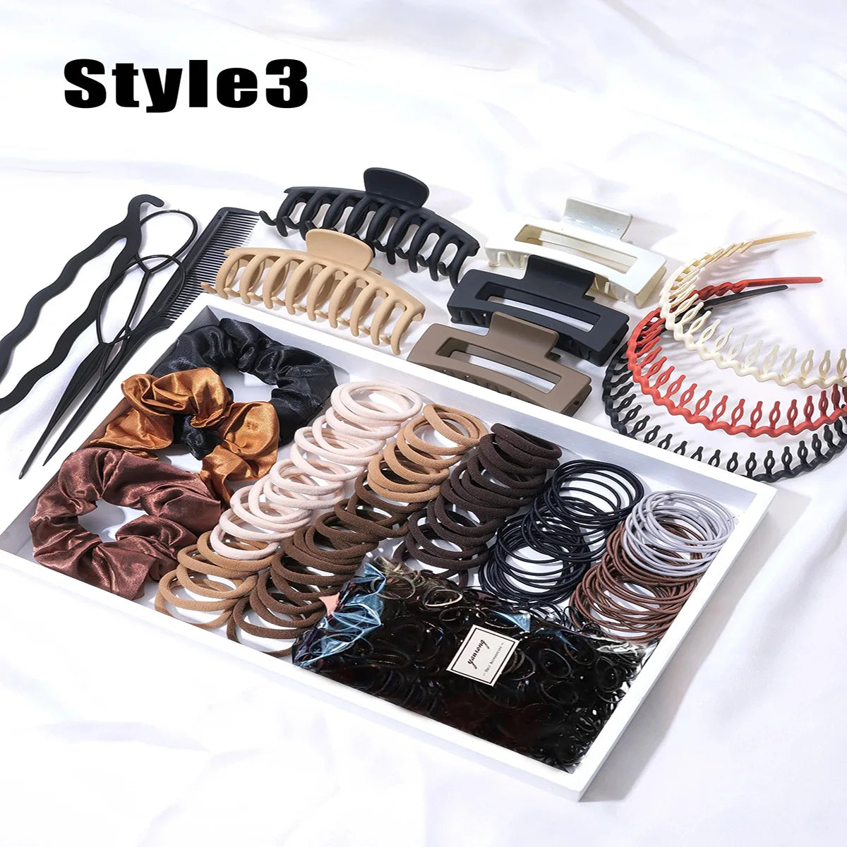 Fresh Simple Women's Hair Ties And Hair Accessories Set High Elasticity Cute Geometric Design Resin Hair Bands for African Eu...