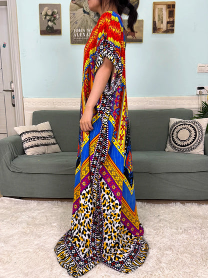 Muslim 2025 New Fashion Sets Abayas For Women Cotton Printed Loose Fit Femme Robe Afircan Islam Dress With 160x80cm Shawl Scarf.