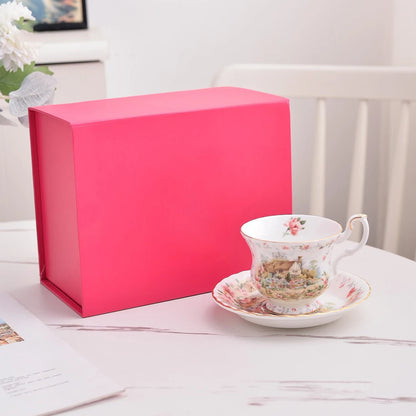 Coffee Cup and Saucer Set Month Flower Mug Bone China Drinking Set Ceramic Cup and Saucer Home Teacup Dessert Saucer Gifts