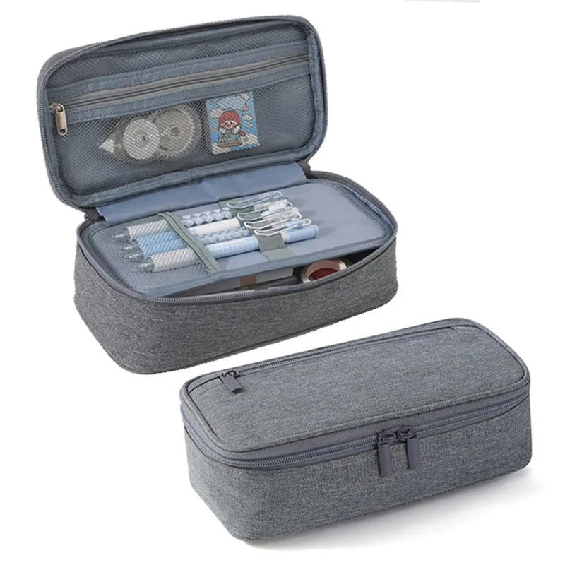 Stift-Aufbewahrungstasche, Federmäppchen, 2-lagig, große Kapazität, Kosmetik, hochwertiges Lernzubehör, einfache Schreibwarenboxen für Studenten.