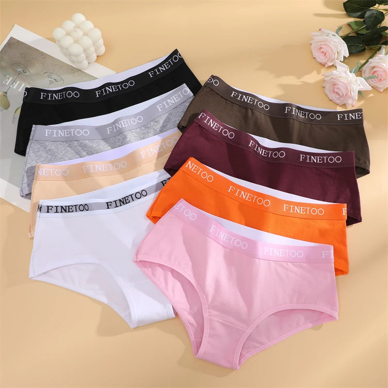 FINETOO 3Pcs Cotton Letter Belt Underwear Women's Panties Sexy Breathable Low Waist Briefs Female Stretch Comfortable Lingerie.