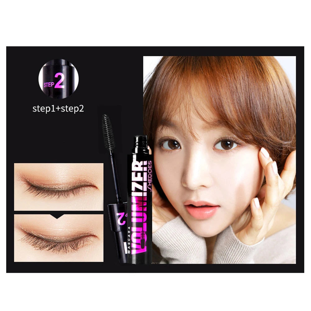 2 in 1 Curling Mascara Eye Cosmetics Waterproof Long Lasting Not Blooming Black Natural Thick Curling Lengthening Mascara Makeup.