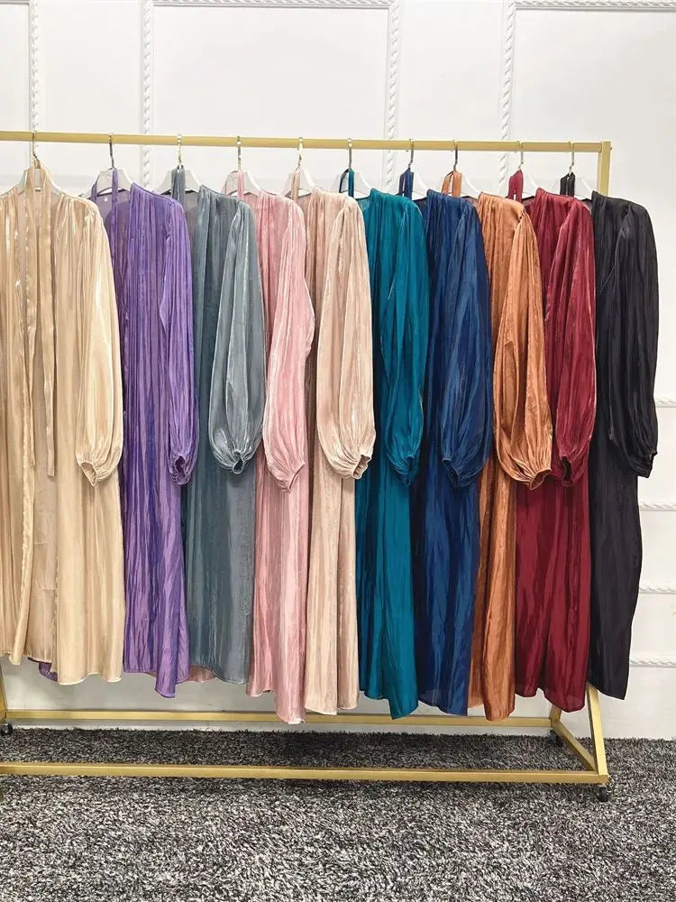 Ramadan Eid Gray Kimono Abaya Damen Dubai Muslim Modest Dresses Islam Prayer Clothes Women Kebaya Kaftan Robe Musulmane Femme.