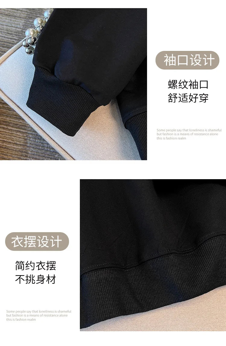 175kg plus size Damen büste Frühling Herbst lose Kragen bedruckt Langarm Sweatshirt schwarz rosa 4xl 5xl 6xl 7xl 8xl 9xl.