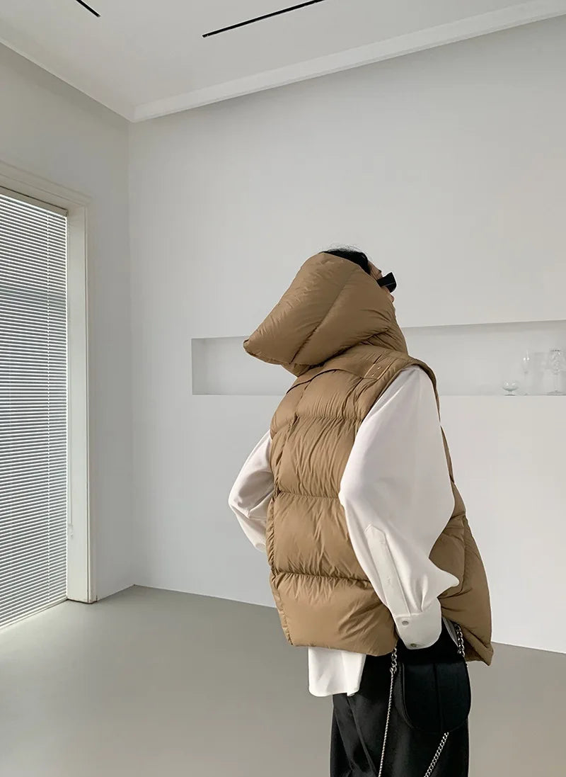 Hirsionsan Herbst Winter Koreanische Weiße Ente Unten Weste Frauen 2023 Neue Einfach Alle-spiel Mäntel FemaleSoft Warme Sleeveness Jacken