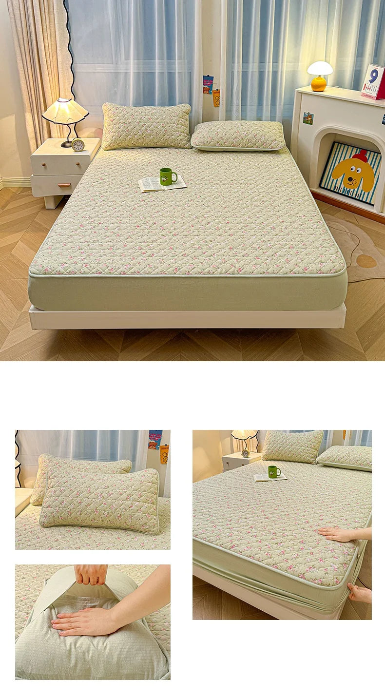 Non-slip Bed Cover Queen/King Size Bedspread Thicken Bed Linen Home Mattress Protector cubre colchón (Pillowcase Need Order).