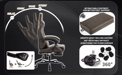 SUKIDAGaming-Stuhl, Computerstuhl, ergonomischer Gaming-Stuhl mit Fußstütze, Bürostuhl, ergonomischer Computerstuhl mit Lordosenstütze