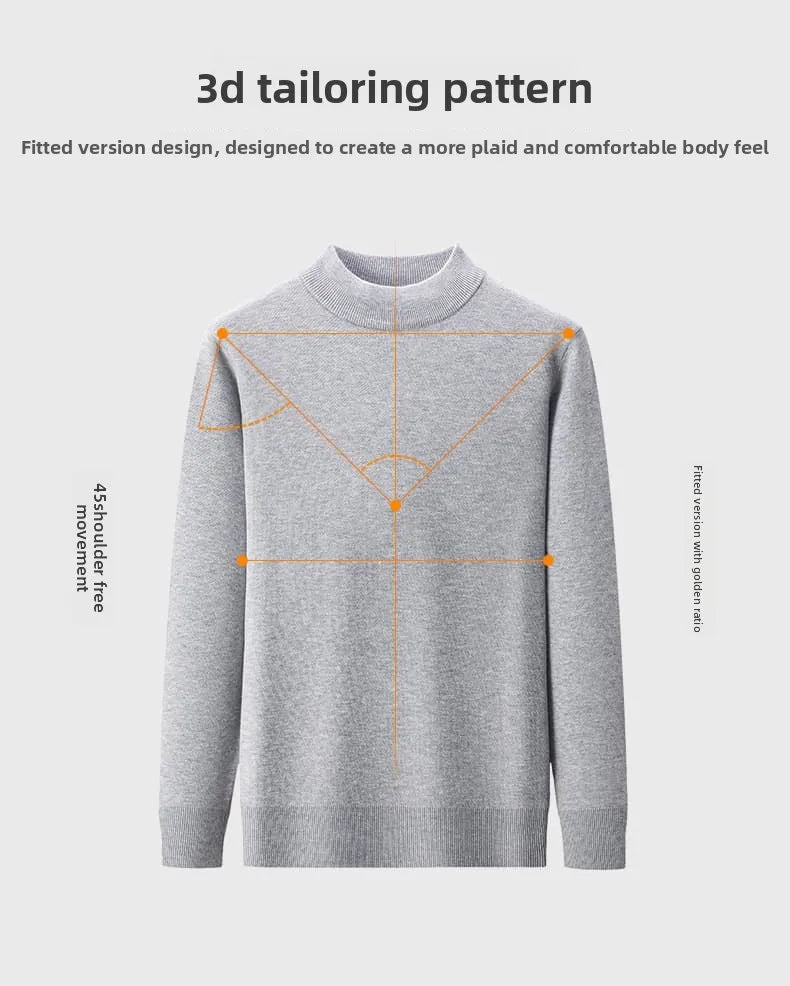 High End Wool Anti-pilling Blended Fashion Brand Half Turtleneck Knit Pullover Casual Sweater Mens Jumper Designer Clothing.