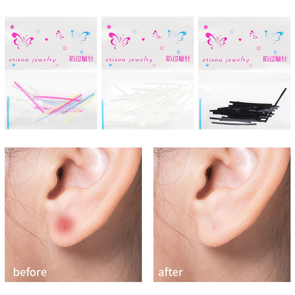 Invisible Plastic Soft Stud Earrings Hypoallergenic Simple Transparent Earring Piercing Retainer Ear Studs Pins Jewelry.