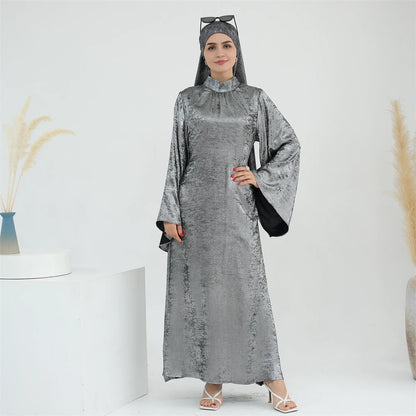 Ramadan Satin Shimmer Abaya Damen Dubai Luxury Islam Muslim Kaftan Dresses Kebaya Abayas For Women Robe Musulmane Femme Vestidos