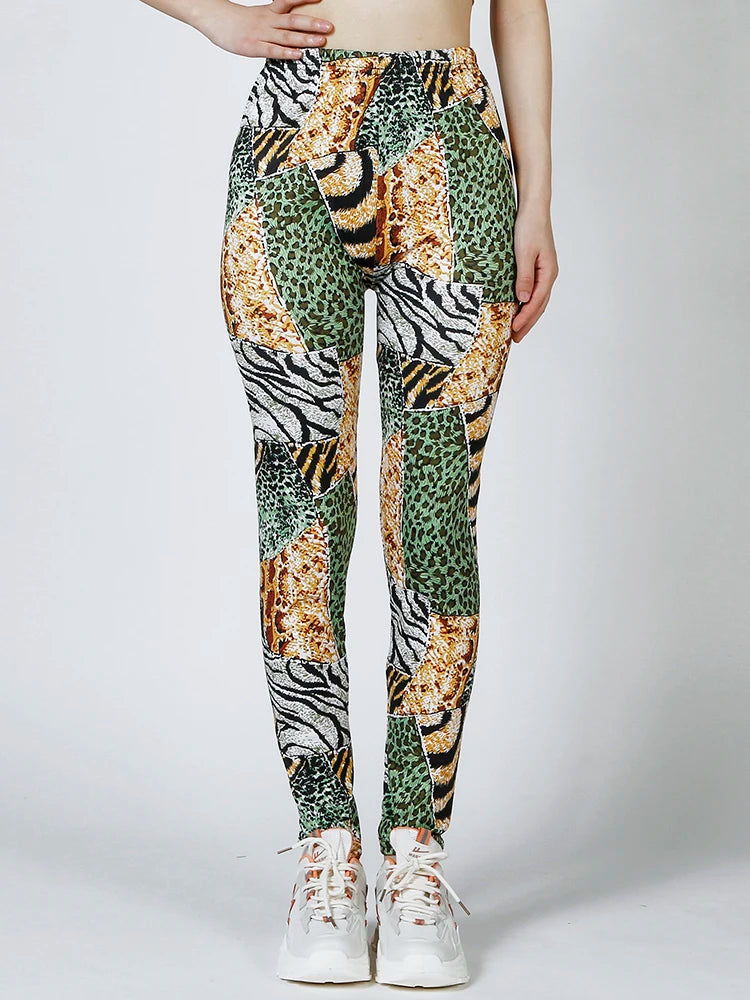 CUHAKCI Weibliche Fitness Leggings Frauen Drucken Plaid Leggings Dame Sexy Dünne Bleistift Hosen Push-Up Elastische Taille Hose