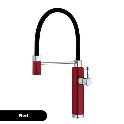 Modern red brass kitchen faucet with single handle and single hole ceramic valve core, hot and cold water pull-out sink Mixer