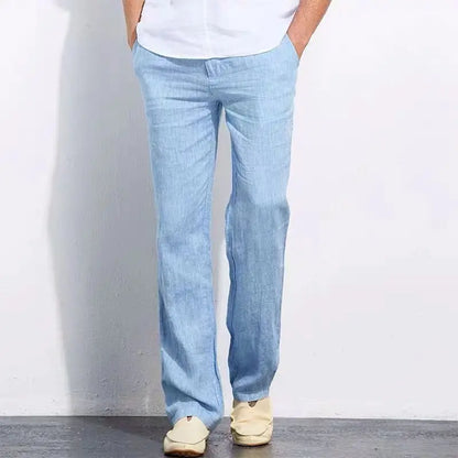 Chinesischer Stil, atmungsaktiv, Kordelzug, elastische Taille, Leinen, Freizeithose, Herren, lose Baumwolle, Leinen, lange Hose, Ramie-Strandhose, schick.