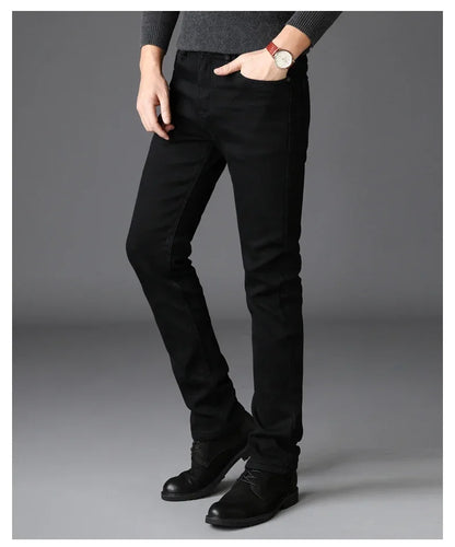 Men Classic Advanced Fashion Brand Jeans Jean Homme Man Soft Stretch Black Biker Masculino Denim Trousers Mens Pants Overalls.